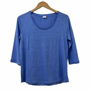 Poetry Womens 100% Linen 3/4 Sleeve Top US 8 UK 12 Blue Lightweight Coastal NWT